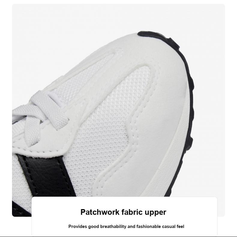 New Balance 327 Bungee Lace Little Kid White Black Kids Sneakers PH327CWB