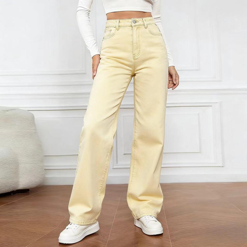 2026 Summer Women's High Waist Slimming Straight Leg Jeans - Trendy and Comfortable