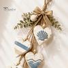 Decorative Living Room Art Farmhouse Hanging Heart Wall Decor with 5 Layer Wooden Hearts, Vintage Boho Wood Natural Accent Trinket Shelf for Bedroom,