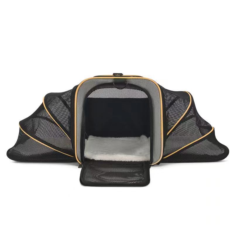 Airline Approved Reflective Soft Sided Mesh Pet Dog Carrier Breathable Foldable Travel Bag Outdoor Backpack (as the picture,46*28*29cm)