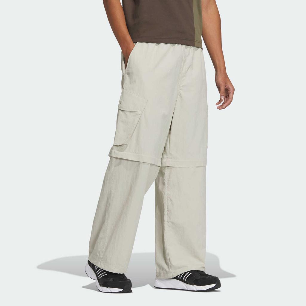 adidas Logo Print Mid-Rise Drawstring Casual Pants Men Bottoms Light-Gray JI9819