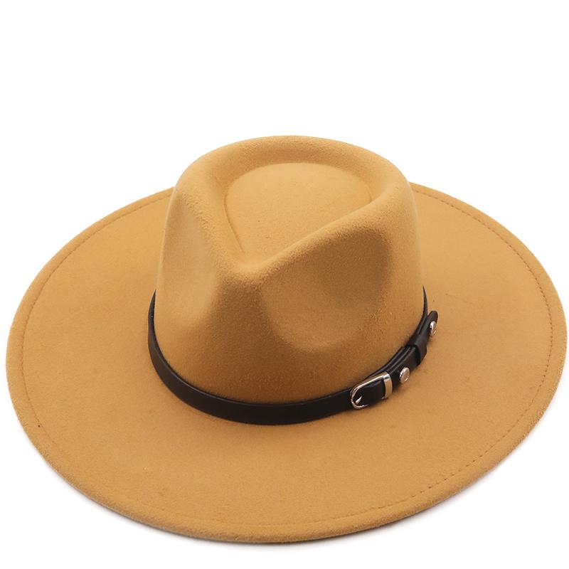 Semplice Cappello Fedora In Lana Invernale Stile Britannico Uomo Donna Tesa Larga Grande 9 cm Derby Matrimonio Chiesa Cappelli Jazz