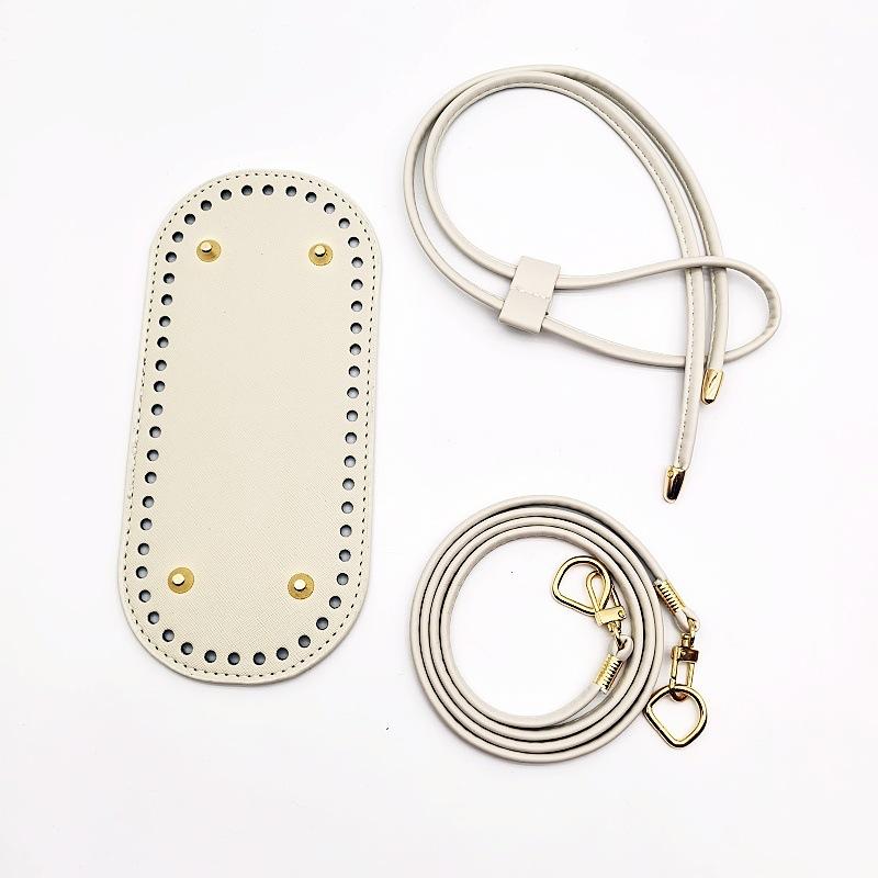 3 pièces/ensemble DIY Rond/Ovale PU Cuir Sac Accessoires Fait Main Durable Crochet Sac Fond Sac Bandoulière Cordon de Serrage Accessoires