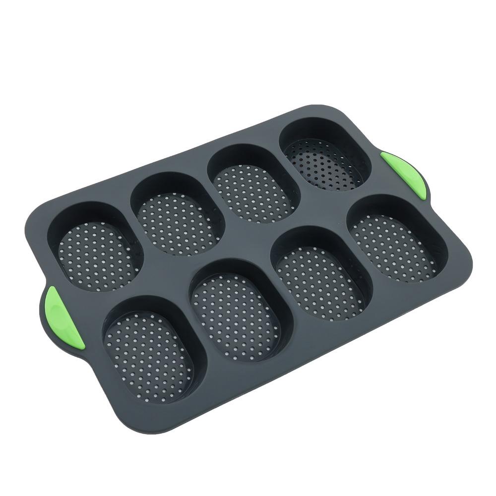 8 Grids Bread Baking Form Silicone Hamburger Bun Mold Silicone Baking Pan  Kitchen Bakeware