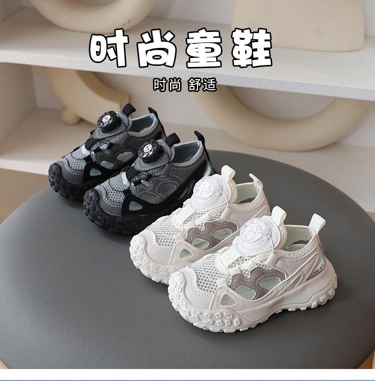 Boys Summer Mesh Half Sandals Breathable Hollow Soft Sole Non Slip Casual Shoes For Toddler And Little Kids