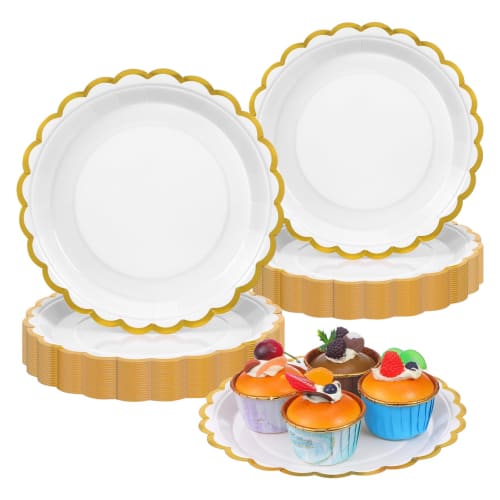 TOYMYTOY 50 Disposable Paper Plates, Stylish Party Dishes, Large Paper Trays, Food Serving Trays, Perfect for Family Events and Birthdays