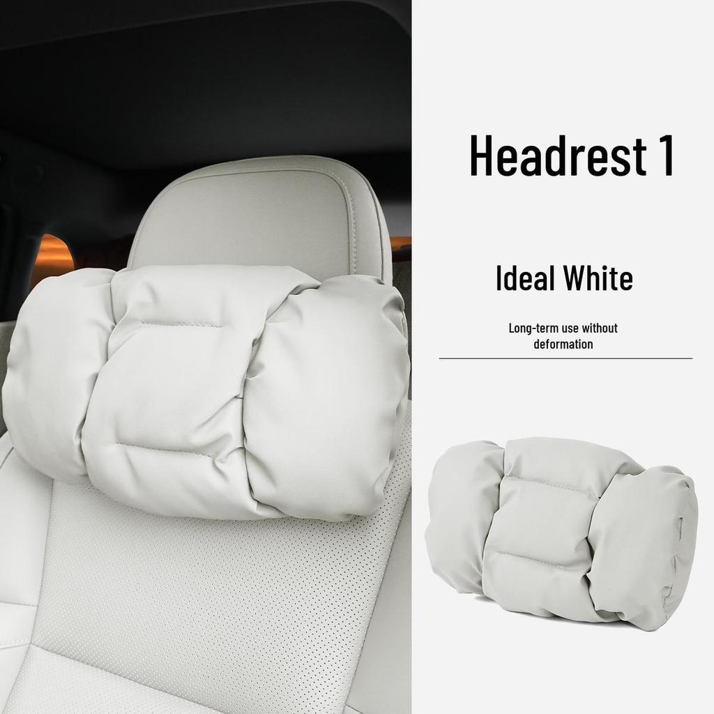 Neues Luxus Auto Kopfstützen- & Lendenwirbelstützkissen - Fleckenresistentes Leder, Fortschrittliche Nackenstütze & Baumwollpolster