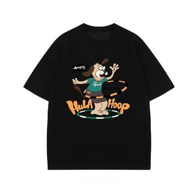 2025 Summer New Style American Cartoon Funny Puppy Printed Cotton T-shirt Loose and Casual Short-sleeved Men's and Women's Top
