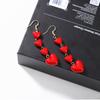 Korean Heart Hanging Earrings White Enamel Imitation Pearl Elegant Trendy Red Pink Acrylic Heart Dangle Earrings