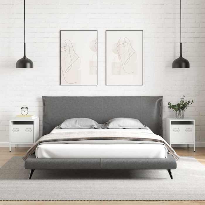 VidaXL Bedside Tables 2 Pcs White 35x39x43.5 Cm Steel, Cabinet, Side Cabinet, Phone Stand, Bedside Table 851255