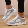 TUINANLE Women's Glitter Flat Silver Casual Sneakers Trend Version Wedding Fashion Round Couple Shoes