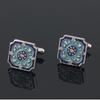 Blue Rhinestone Square French Cufflinks