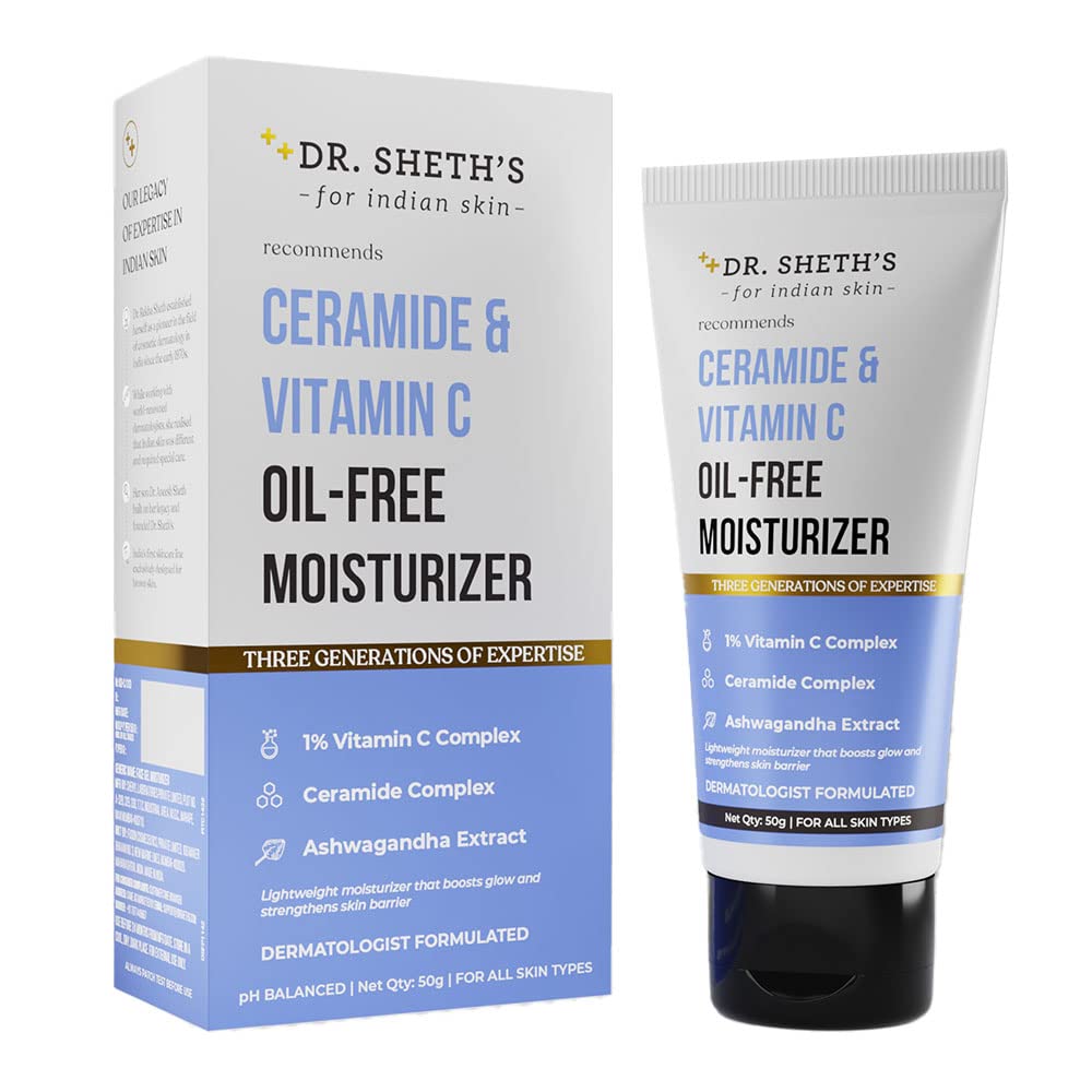 

Dr. Sheth s Ceramide Vitamin C Lightweight Moisturizer For Hydration Brightening Barrier Care 50 g Pack Of 1 Skin