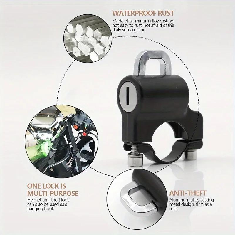 Motorcycle Helmet Lock, Universal Motorbike Anti Theft Helmet Lock Aluminum Alloy Security Padlock with for Bicycle Vehicles