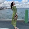Women's Retro Print Long Sleeve Spring Dress - 2026 French Slimming Long Skirt