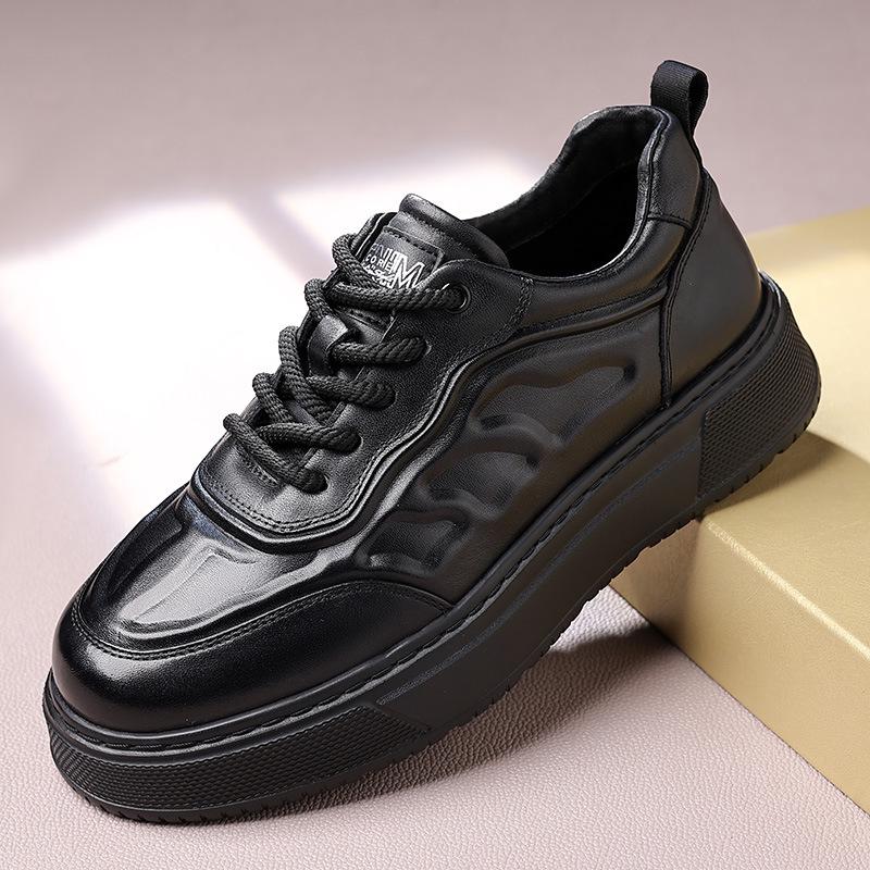 

Трендовый бренд Осенние мужские повседневные спортивные туфли на толстой подошве из белой кожи - Уличный стиль высокого класса 43