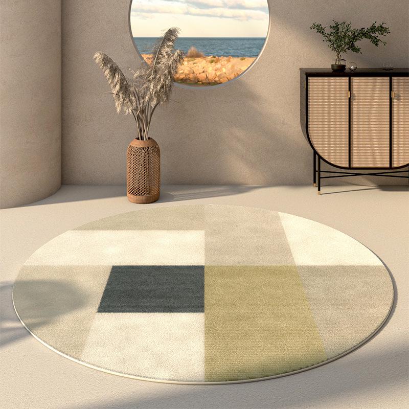 Round Faux Cashmere Wabi-Sabi Rug for Living Room, Bedroom, or Office
