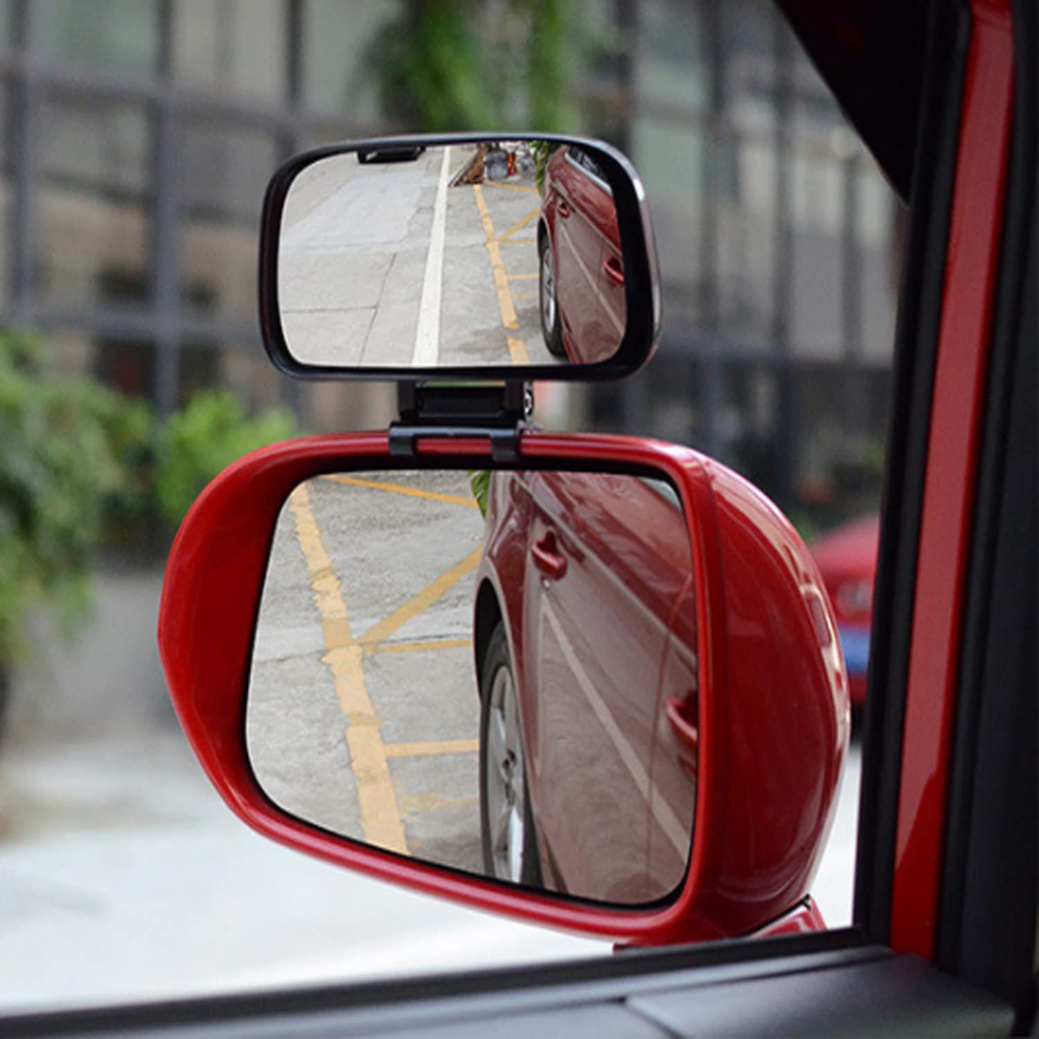 

KEWAYO Auxiliary Mirror for Cars, Auxiliary Mirror, Auxiliary Side Mirror, Spot Mirror, Adjustable Angle, 13.5cm x 6.5cm красный