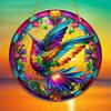 Hummingbird Stained Glass Art. 8x8 inch acrylic with floral design for home or bar. A perfect gift.