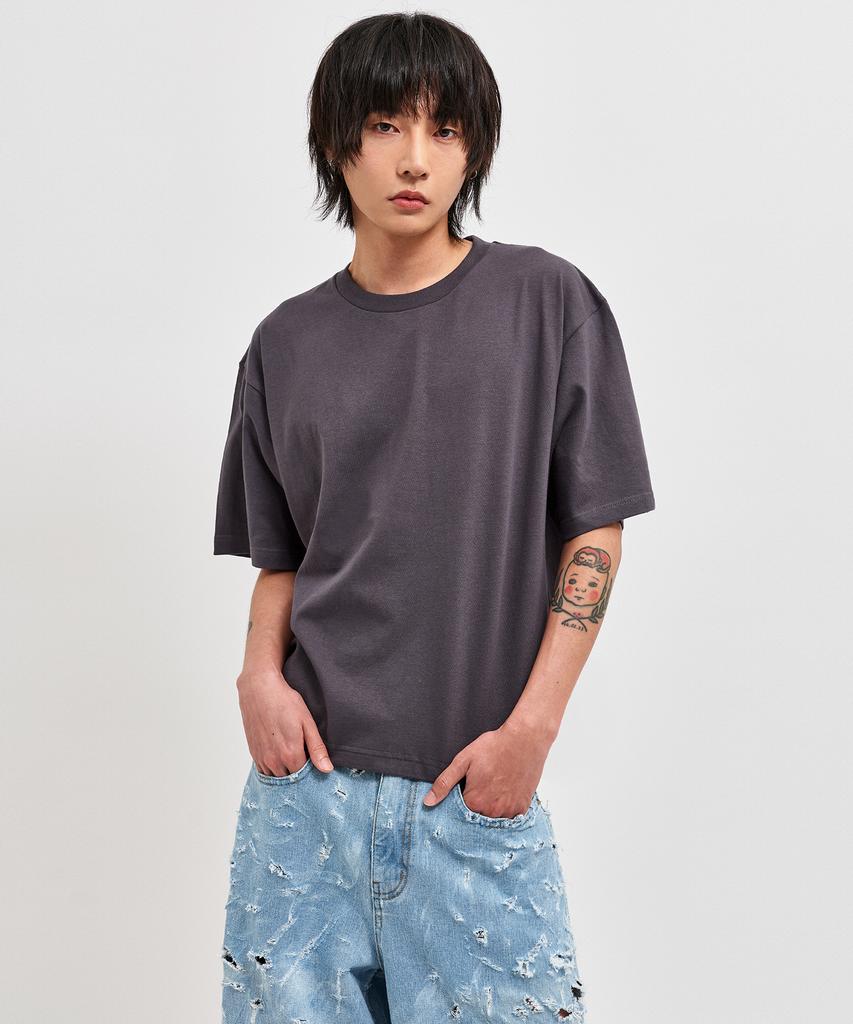 C WEAR BY THE GENIUS Men'S Crop T-Shirt Charcoal