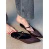 Fashion 2025 New Style Pointed-toe Thick-soled Toe Half-slipper French One-button Strap Fashionable Shallow Mouth Muller Shoes