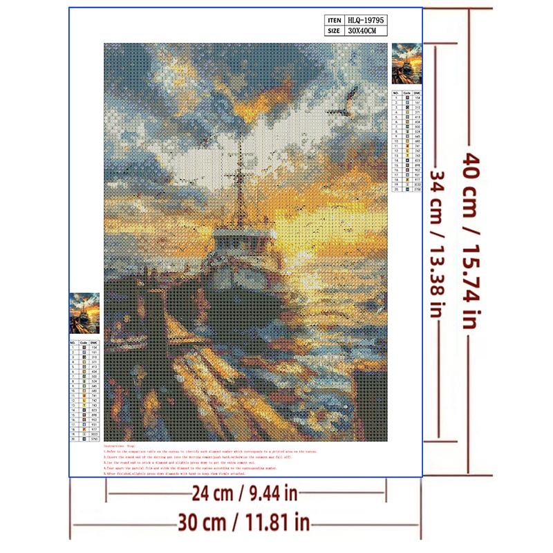 5d DIY Diamond Painting Cross Stitch Oil Painting Ocean Steamship Diamond Embroidery Mosaic Scenery Full Round Drill Home Decor
