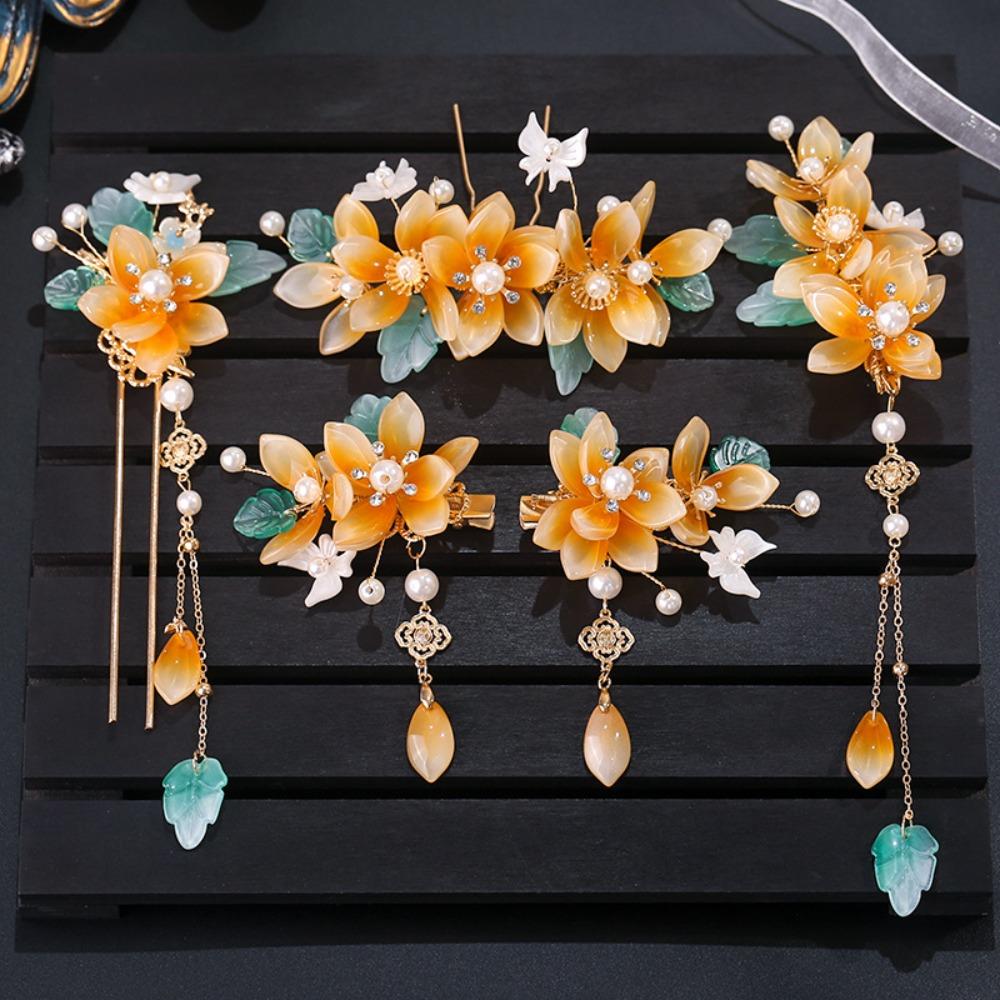Tassel Hanfu Hair Stick Pearl Flower Hair Comb Chinese Style Hairpin Set  Hairstyle Design Tool