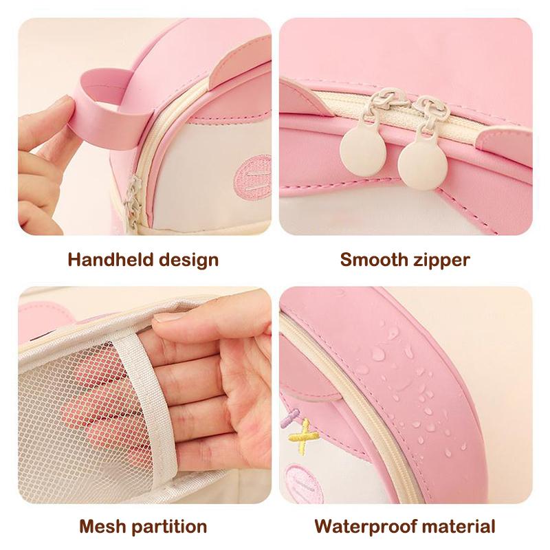 Kawaii Cartoon Panda Pencil Case Pu Leather Super Capacity Pencil Box Student Stationery Storage Bags Cute Makeup Bags Gifts