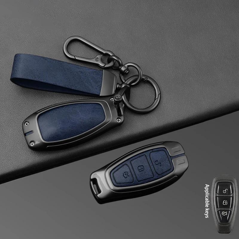 Interior Mouldings Car Key Case for Ford Kuga MK2 Focus 3 4 ST Mondeo MK3 MK4 Fiesta Fusion Ecosport Key Fob Keychain Keyless Ca