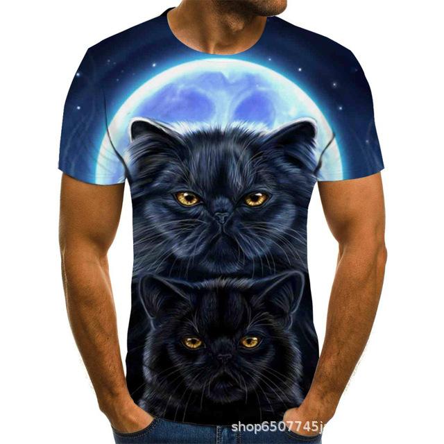 

Новая мужская футболка с коротким рукавом Серия Кошки 3D-печать Футболка с коротким рукавом Child 120