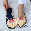 Women Slippers Summer Flip Flops with Petal Decorations Elegant Ladies Vocation Beach Flats Sandalias De Mujer Chaussures Femme