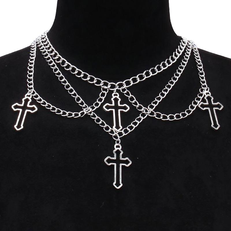 

Fashion Gothic Cross Pendant Choker Necklace For Women Cool Hip Hop Vintage Necklaces Gypsy Accessories Jewelry OneSize