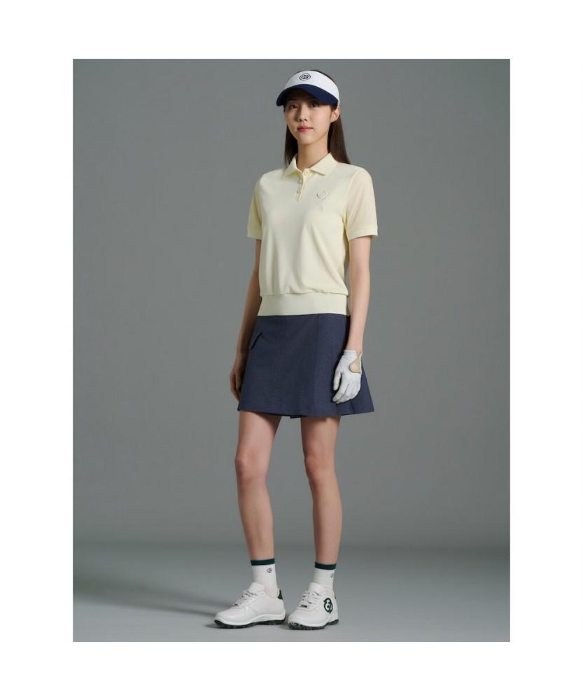 BEANPOLE GOLF Women'S Logo Perforated Collar Short Sleeve T-Shirt - Lemon