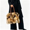 Europäischer Und Amerikanischer Stil Imitation Pelz Plüsch Handtasche Damen Herbst Und Winter Mode Fuchs Fell Tragetasche Kontrastfarbe Pelz Tasche