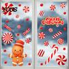 Holiday Candy Pattern Decorations Christmas Static Window Clings for Glass, Decorations, Gingerbread Man Decorative PVC Stickers Windows Cane