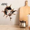 Adesivo Murale Divertente Animale Topo Curioso Effetto Buco Rotto 3D Decalcomanie Vetro Interno Esterno Adesivi Finestra Rimovibile PVC per