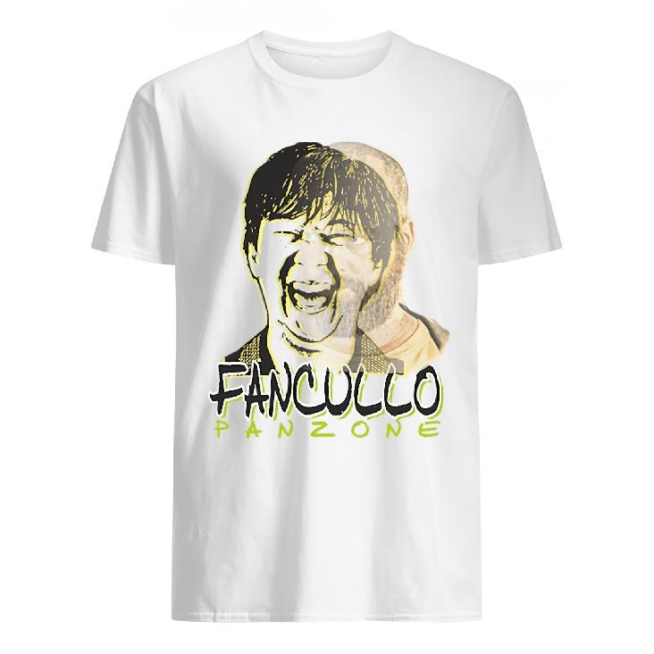 Men'S Short Sleeve White T-Shirt with FANCULLO PANZONE And Face for Humorous Casual Wear