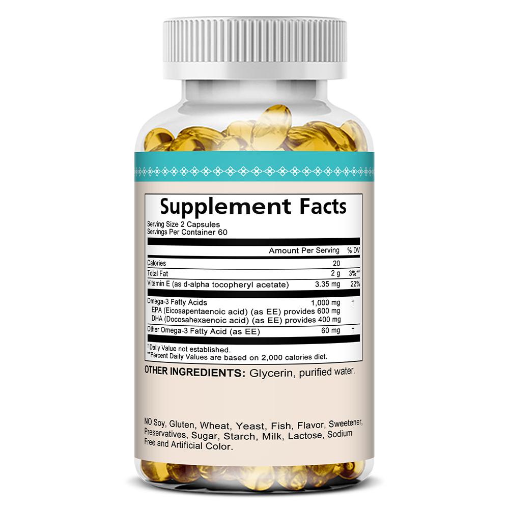 Omega-3 1000 Mg Per Serving From Fish Oil, Dietary Supplement, 120 Capsules Per Bottle