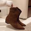 Women's Ankle Boots Low Heels Pointed Toe Suede Fashion Autumn Winter Boots 2025 New Sexy Luxury Rivet Chelsea Boots De Mujer