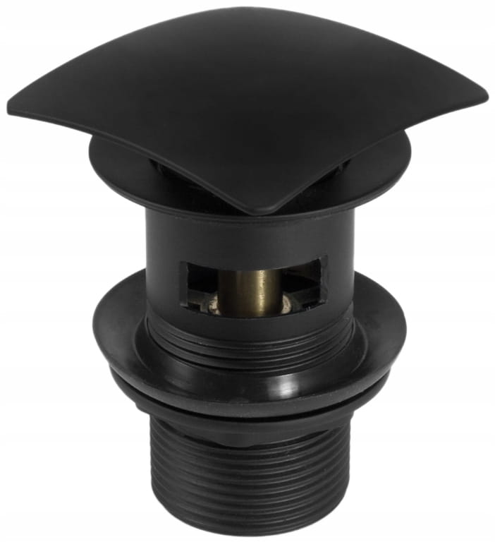 Square Black Click-clack Plug for Washbasin or Bidet with Overflow 1 14