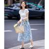 Shangjing Summer Fresh Cotton Tee & Printed Skirt Set