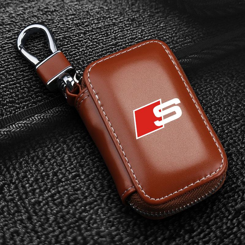 

1 шт. Кожаный кошелек для ключей, сумка для ключей от машины, многофункциональный чехол для ключей, автомобильные аксессуары для Audi Q7 Q3 Q5L Q2L S4 S5 S6 S7 S8 A6L A4L A3 A4 A7 A5 RS3 RS4 B6 B8 B7 sline коричневый
