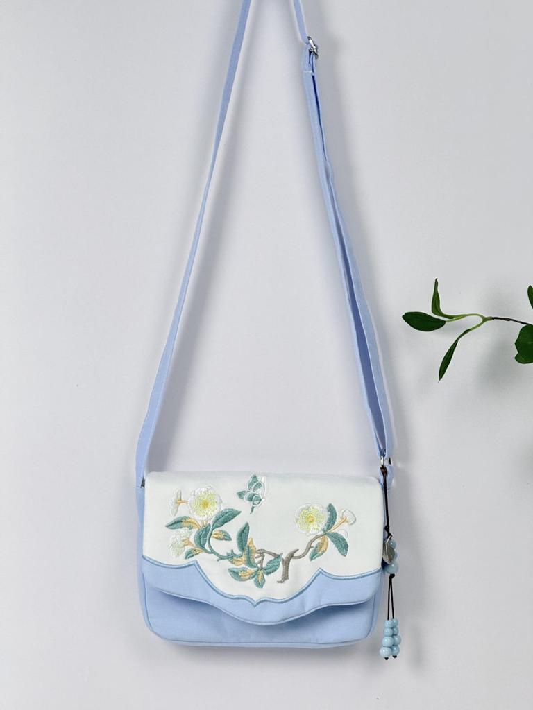 Canvas-Umhängetasche im antiken Stil mit Quasten - Handytasche mit großem Fassungsvermögen