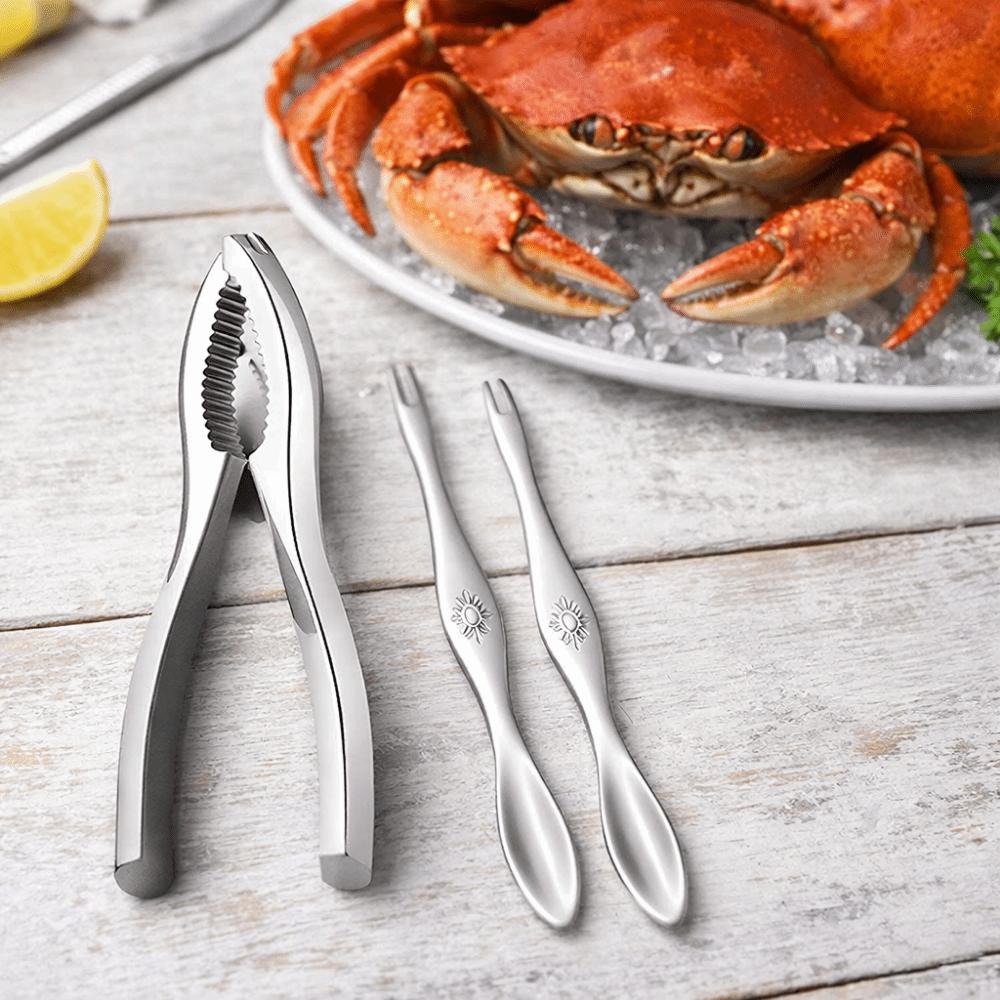 3Pcs/Set Stainless Steel Lobster Crackers and Picks Set Multi-functional Crab Tong  Home