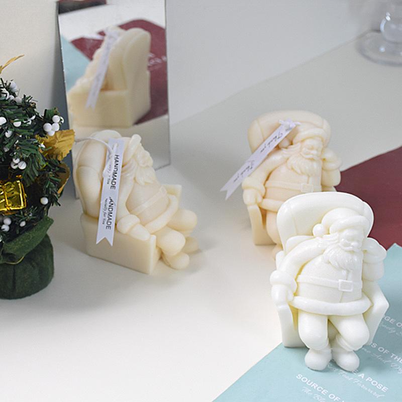 3D DIY Sofa Santa Claus Candle Silicone Mold Sleepy Naps Cute Santa Claus Resin Silicone Mold Christmas Gift Decoration