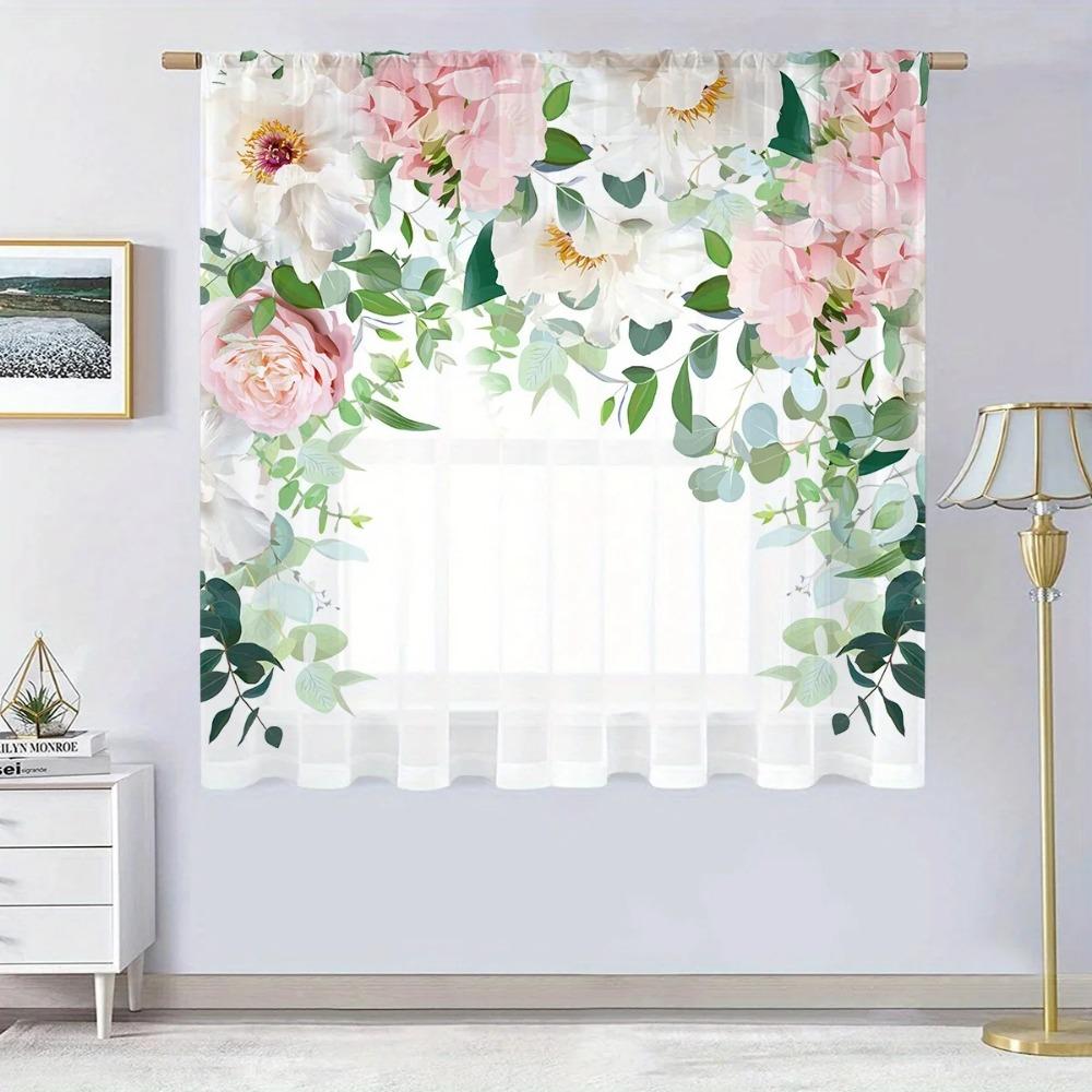 Tenda con motivo floreale giallo e bianco - Design con asta passante per una facile installazione - Perfetta per aggiungere un tocco di colore