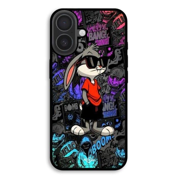 Coque de téléphone - MANIACASE - iPhone 17 - Silicone TPU - Noir - Bugs bunny thug life