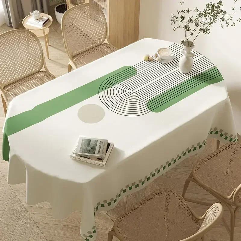Waterproof Oval Rectangular Universal Table Washable Tablecloth Oil Resistant Light Color Printed Household Dining Tables Fabric