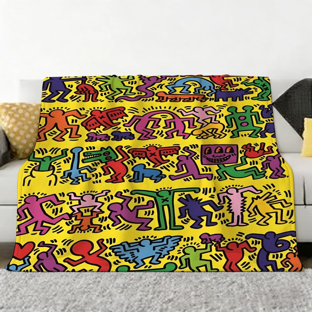 Artist K-Keith H-Haring Throw Soft Cozy Flannel Throw Blanket for Sofa Bedroom and More