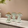 3Pcs/Set Meditation Mushroom Statue Sitting Mushroom Man Figurine Resin Sculpture Home Office